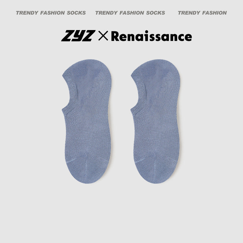 Men's No Show Mesh Cotton Socks Moisture Wicking