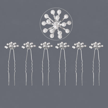 Handcrafted Pearl Hairpins With Rhinestones For Weddings