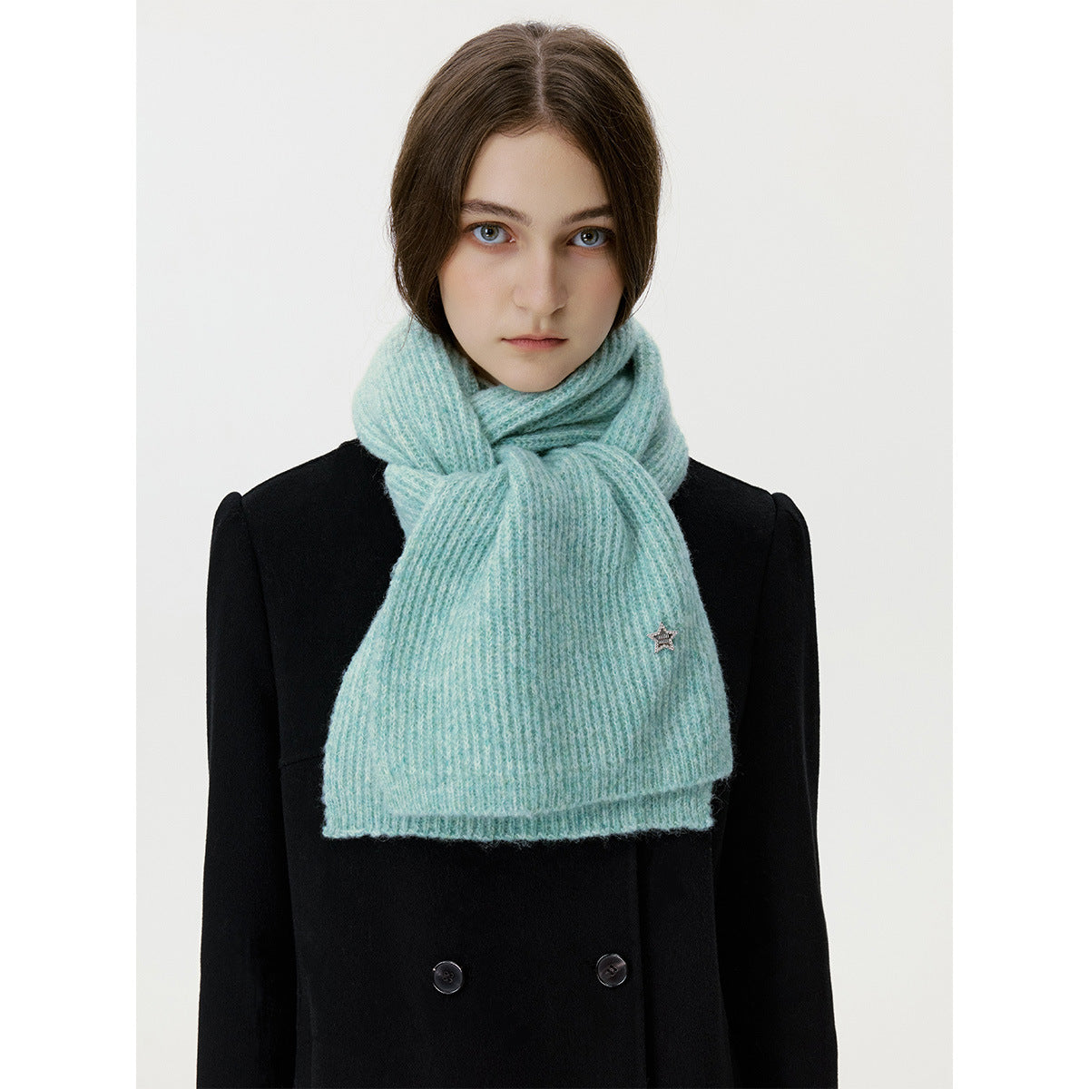 Chic Star Design Knitted Wool Blend Scarf for Women