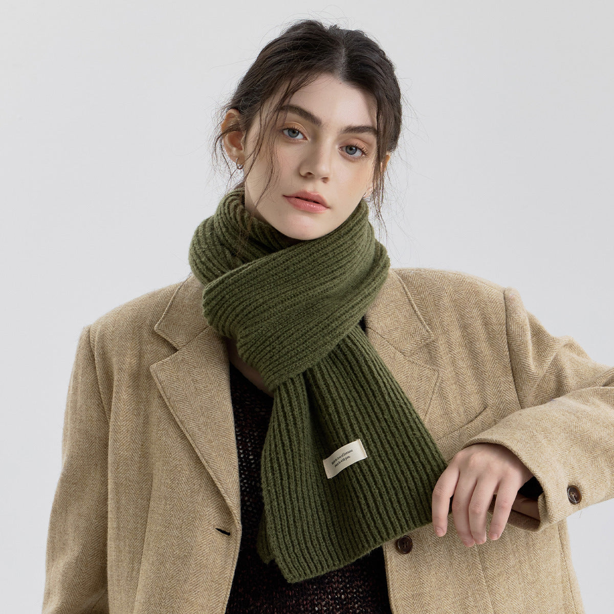 Solid Color Knitted Scarf for Women and Men