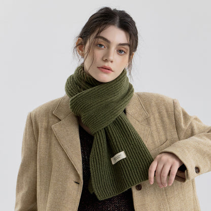 Solid Color Knitted Scarf for Women and Men
