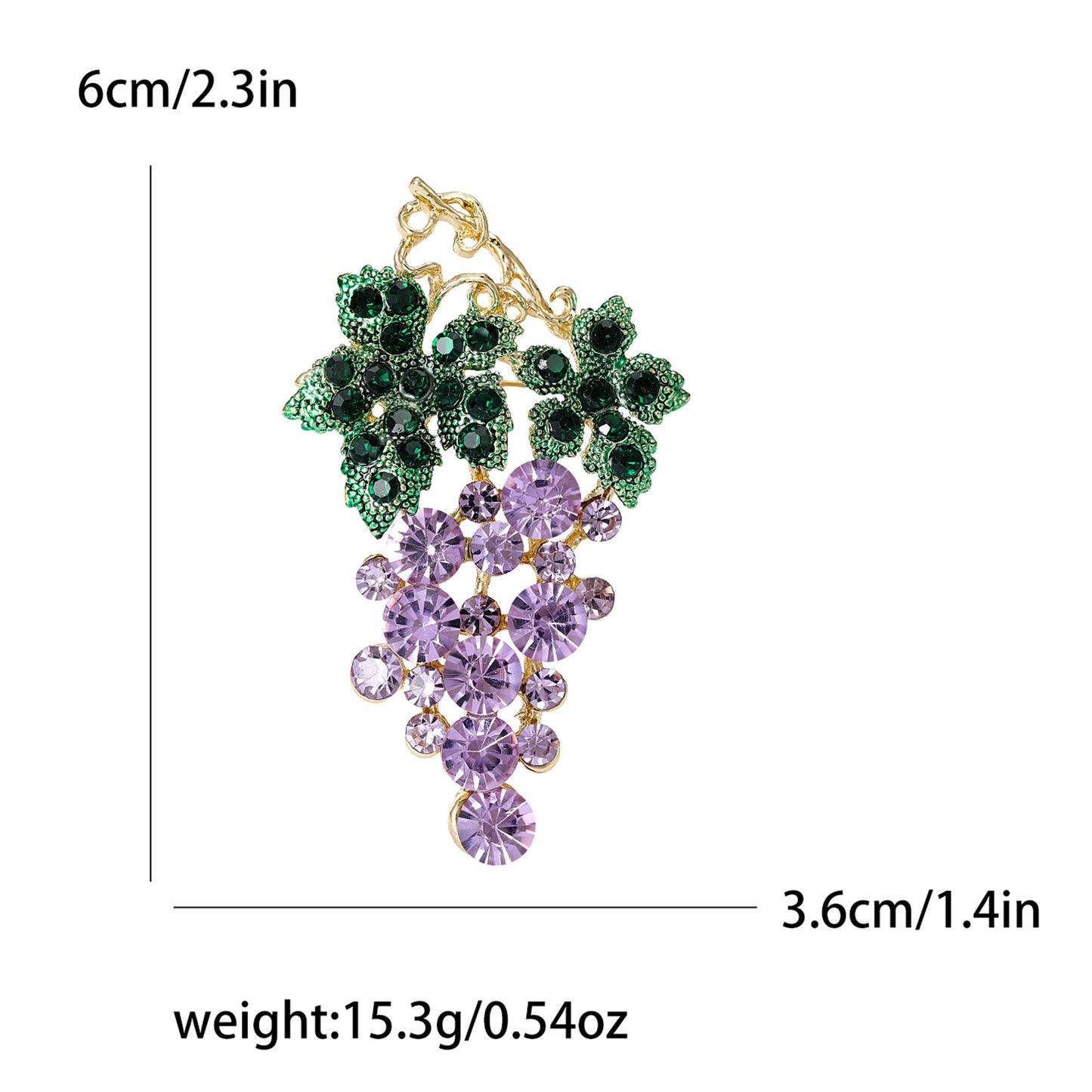 Trendy Rhinestone Grape Brooch Fashionable Women's Accessory