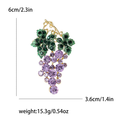 Trendy Rhinestone Grape Brooch Fashionable Women's Accessory