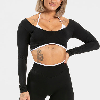 Color Blocked Long Sleeve Workout Top for Women