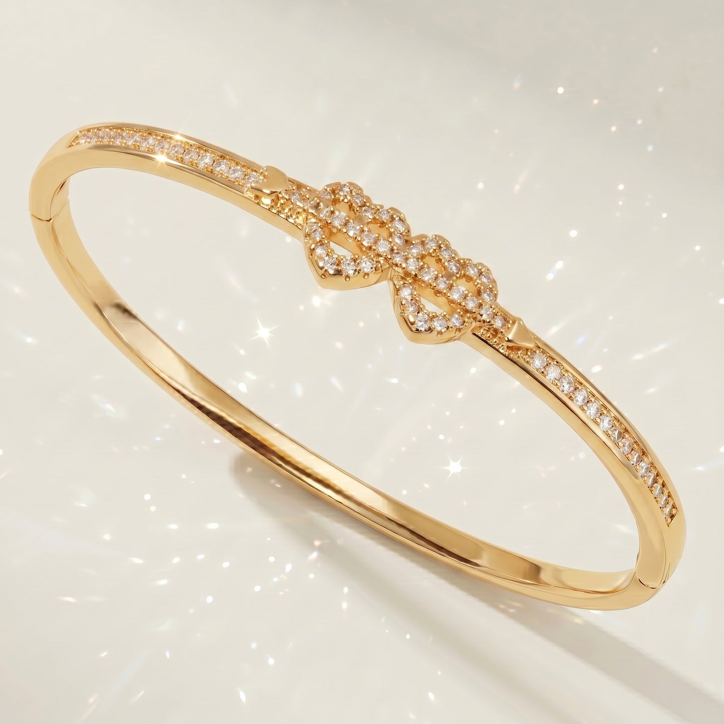 High-End Zirconia Stone Bangle with Nail Design for Weddings and Parties