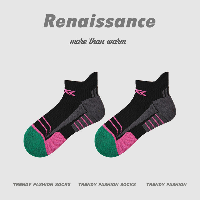 Running Socks Colorblock Mid Calf Moisture Wicking