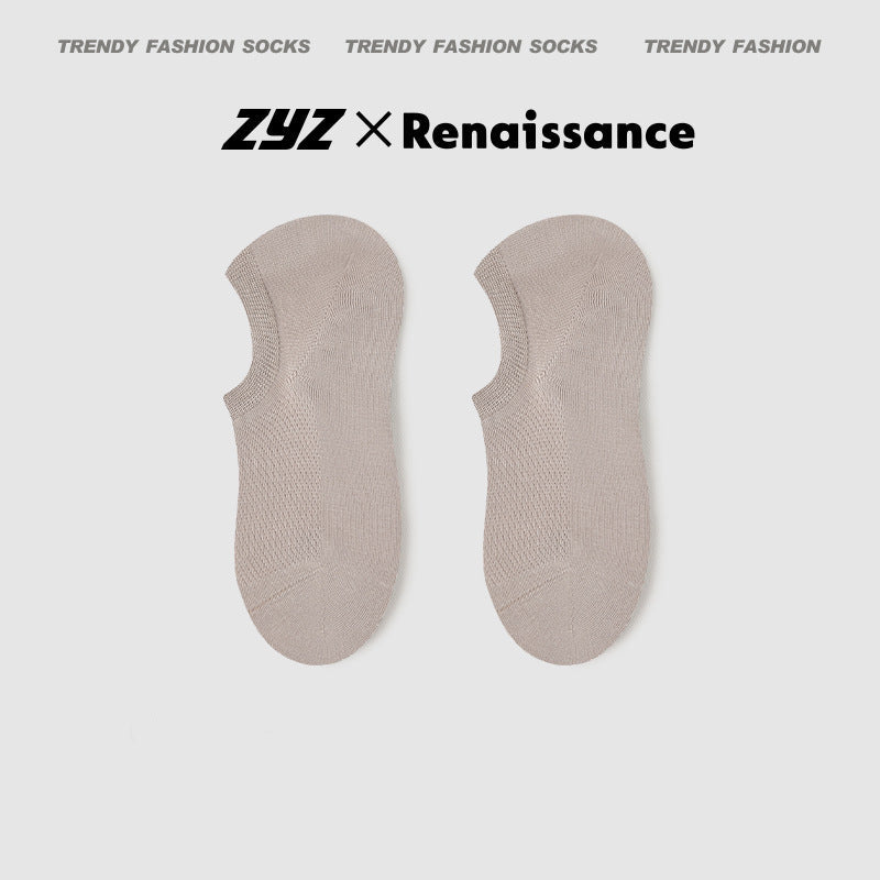 Men's No Show Mesh Cotton Socks Moisture Wicking