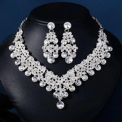 Elegant 3-Piece Bride Jewelry Set with Crown Necklace and Earrings
