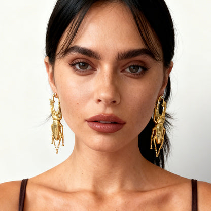 Alloy Beetle Stud Earrings Vintage Minimal Chic