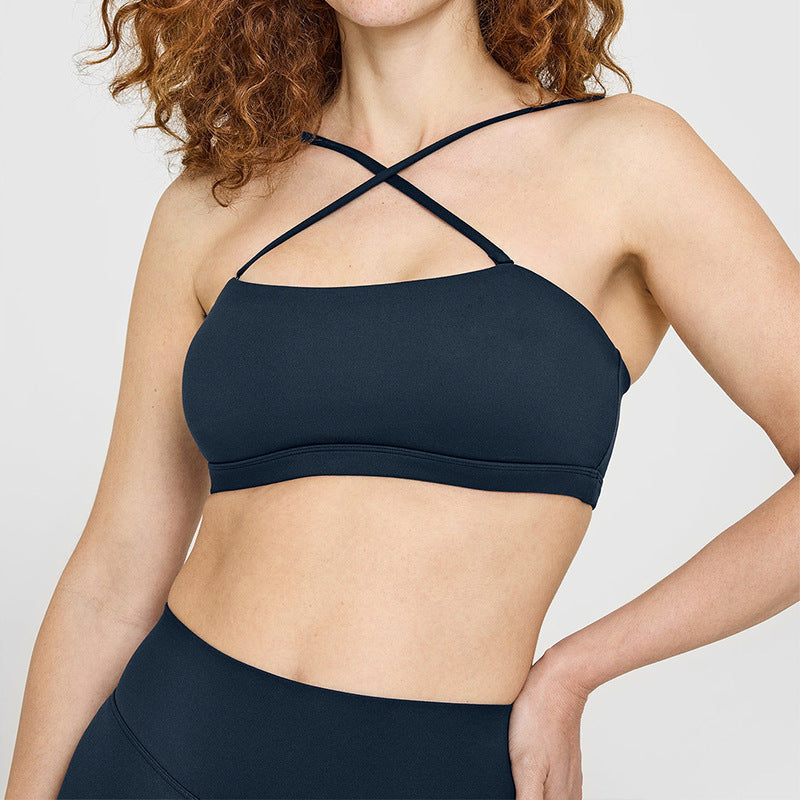 Women's Sports Bra Cross Back Athletic Top for Running and Yoga