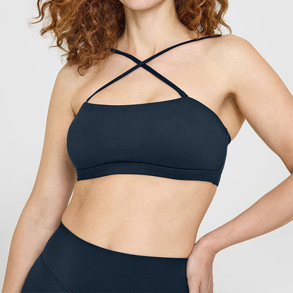 Women's Sports Bra Cross Back Athletic Top for Running and Yoga