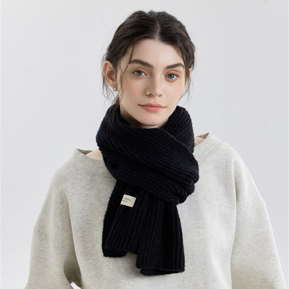 Solid Color Knitted Scarf for Women and Men