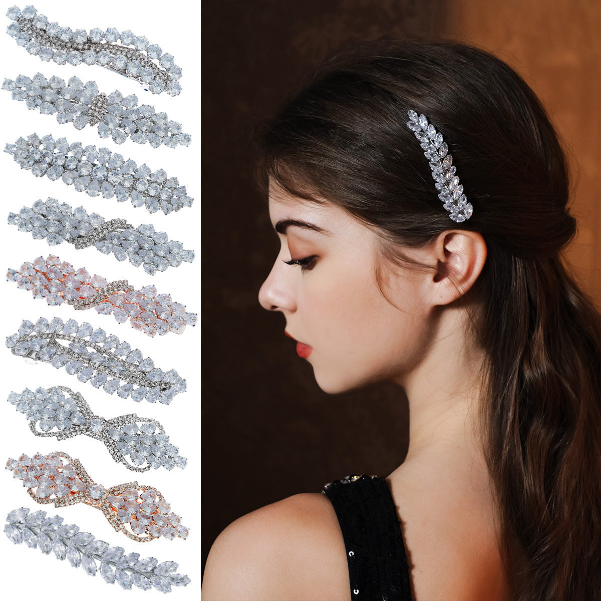 Elegant Flower Design Rhinestone Hair Clip For Women