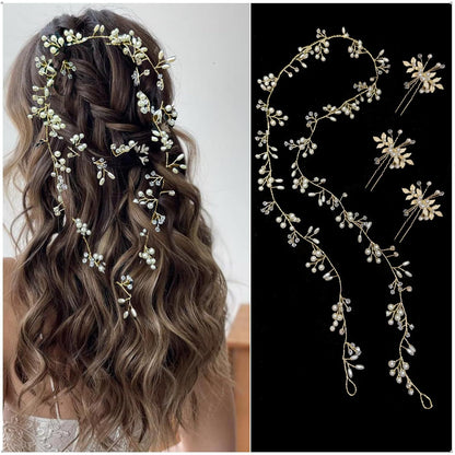 Soft Chain Headband and Hairpins Set Bridal Hair Accessory