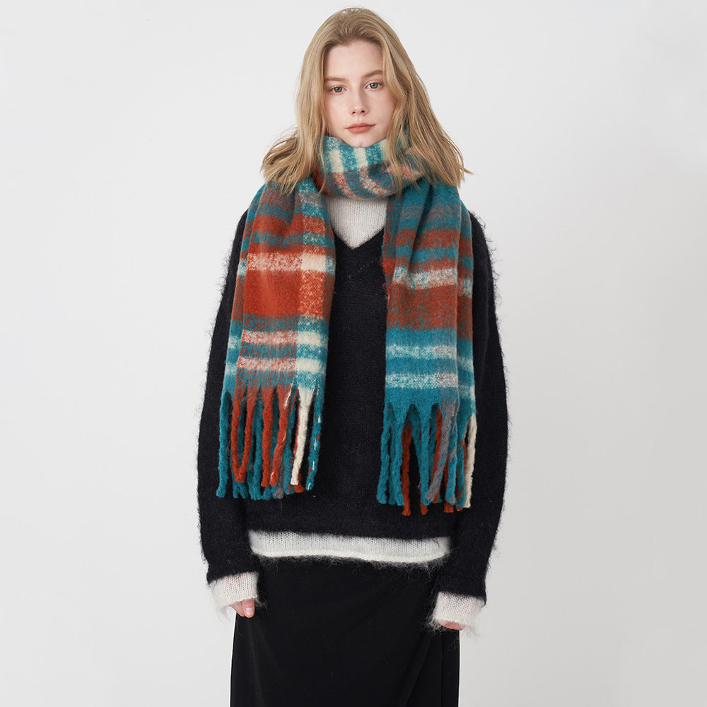 Soft Cashmere Feel Plaid Scarf for Women - Vintage Style