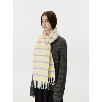 Designer Korean Style Wool Blend Multi-Color Striped Scarf for Women