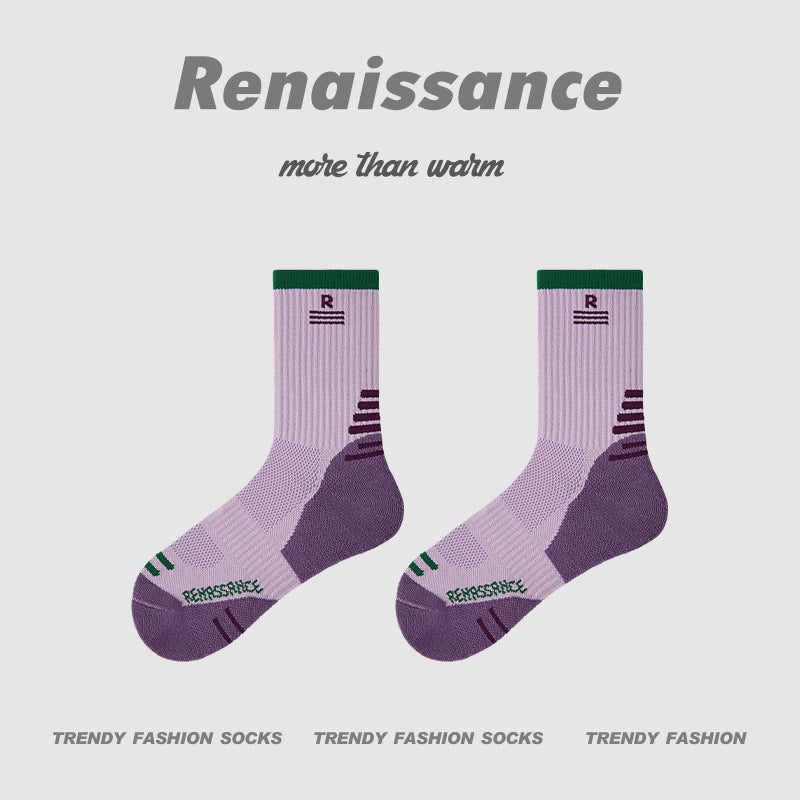 Athletic Colorblock Mid Calf Moisture Wicking Socks