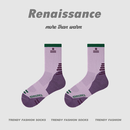 Athletic Colorblock Mid Calf Moisture Wicking Socks