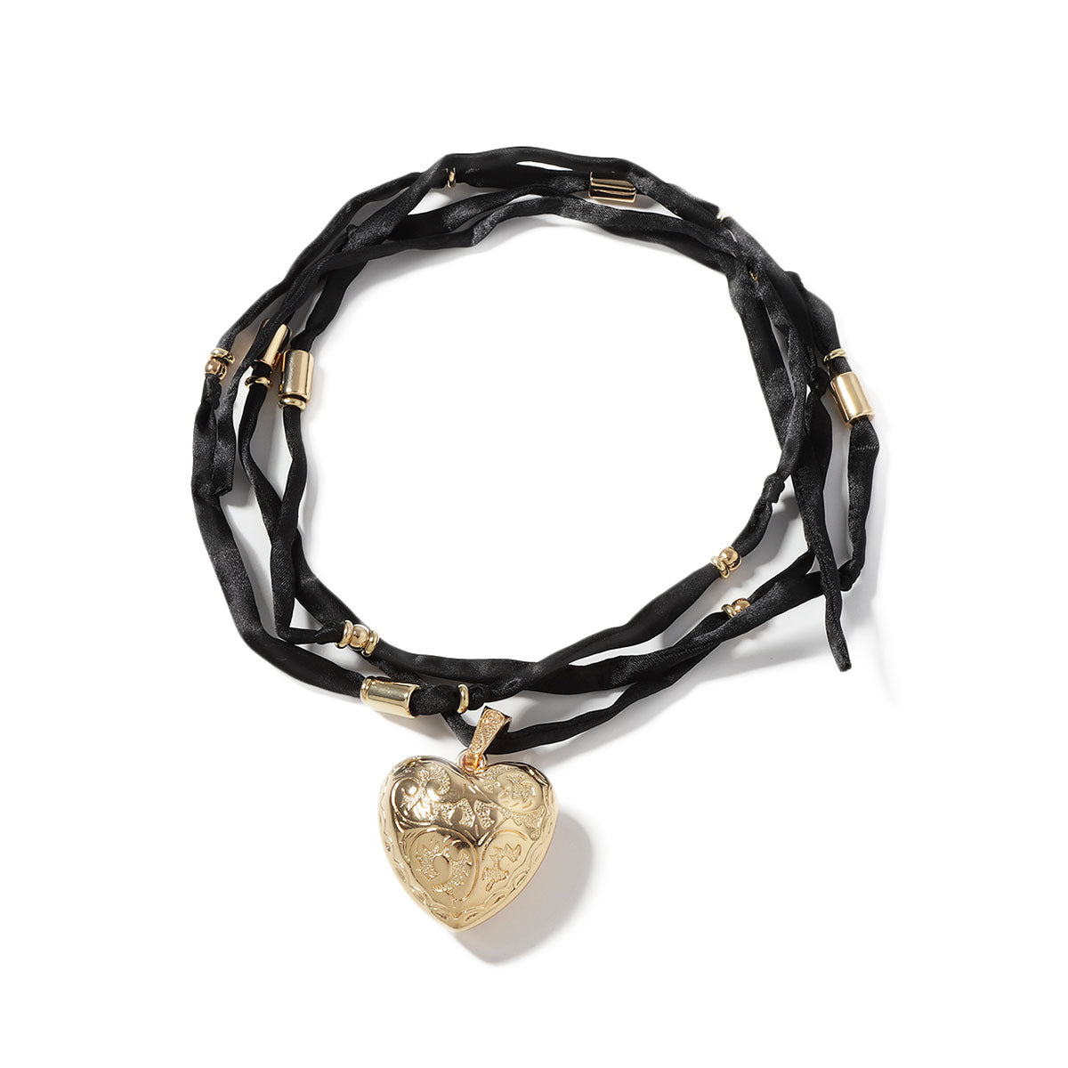Long Fabric Necklace 3D Heart Pendant Street Style