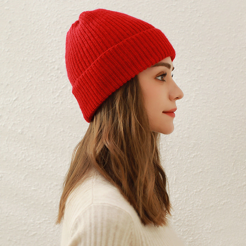 Casual Solid Knit Beanie Hat for Women