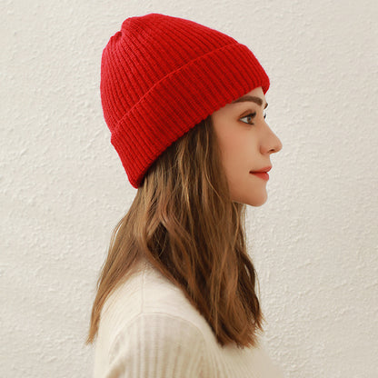 Casual Solid Knit Beanie Hat for Women