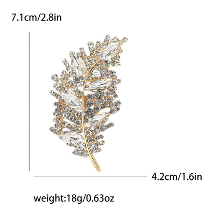Creative Leaf Brooch with Rhinestones for Women