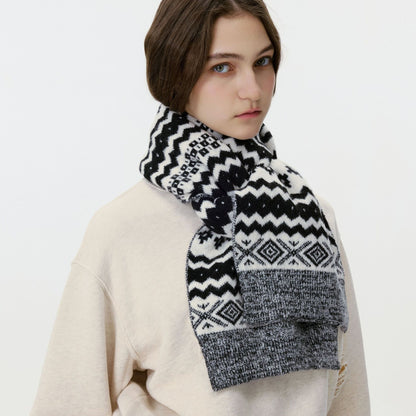 Geometric Knit Scarf Stylish Unisex Warm Neck Cover