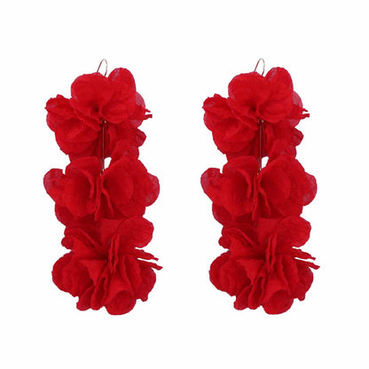 Fabric Flower Statement Earrings Lightweight Office Chic