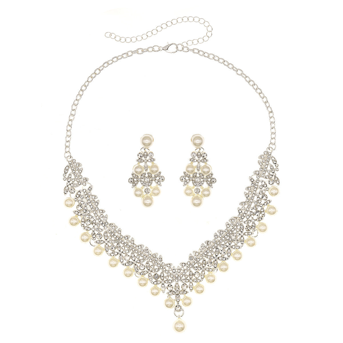 Elegant 3-Piece Bride Jewelry Set with Crown Necklace and Earrings