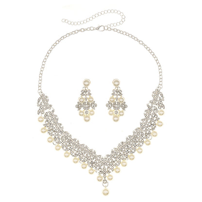 Elegant 3-Piece Bride Jewelry Set with Crown Necklace and Earrings