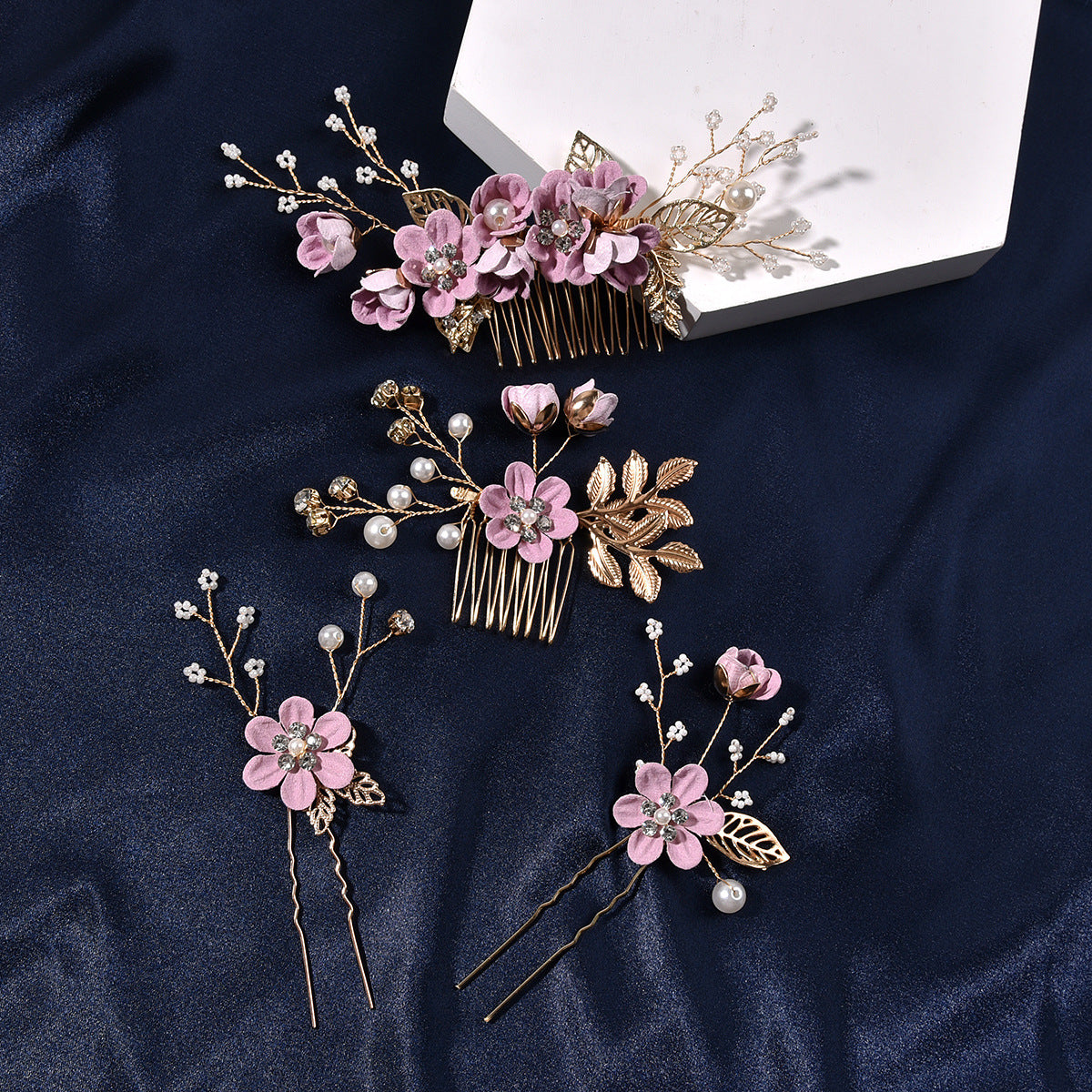 Bridal Blue Flower Hairpin Forest Inspired Wedding Hairpiece