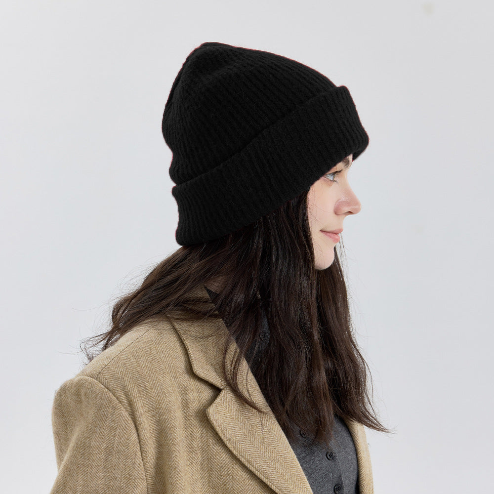 Women's Double-Layer Knitted Hat with Wool - Warm, Stylish, and Versatile