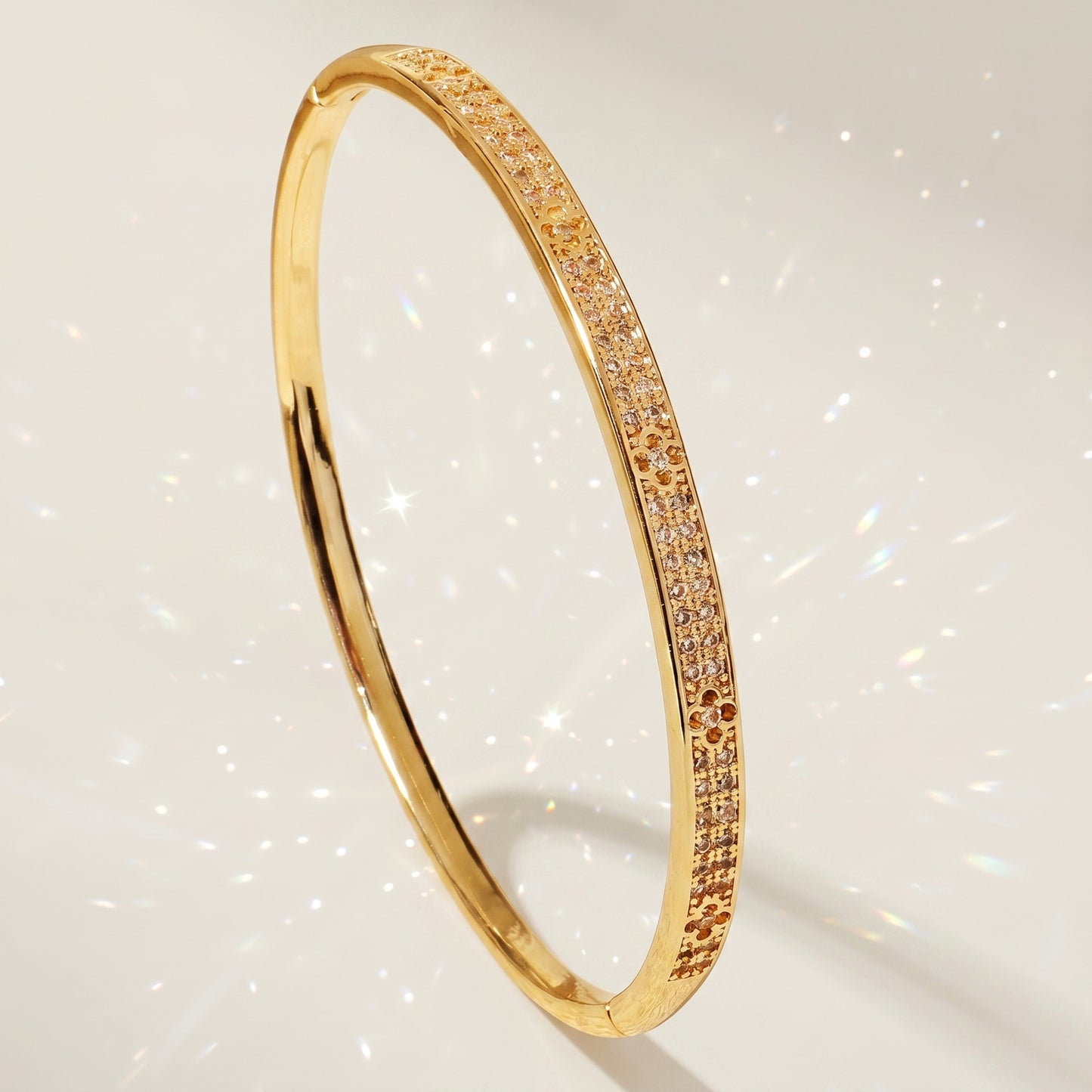 High-End Zirconia Stone Bangle with Nail Design for Weddings and Parties