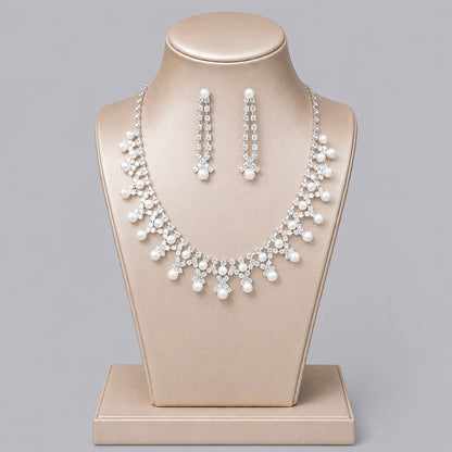 Elegant Crystal Jewelry Set with Necklace and Earrings for Parties