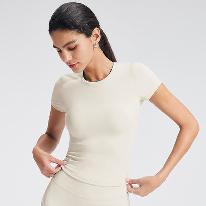 Slim Fit Short Sleeve T-Shirt for Women - Breathable Yoga Top