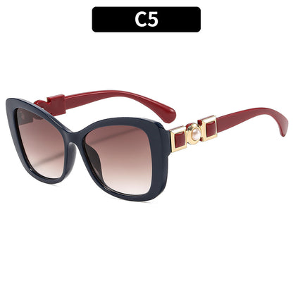 Butterfly Frame Pearl Accent Sunglasses UV400 Protection