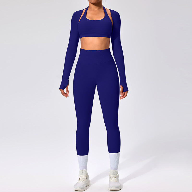 Women's Outdoor Yoga Set with Open Back Sports Bra and Pants