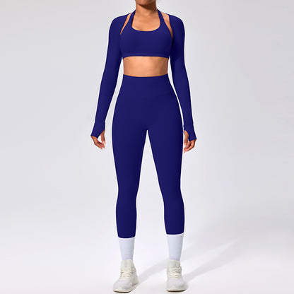 Women's Outdoor Yoga Set with Open Back Sports Bra and Pants