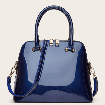 Glossy Shell Handbag Trendy PU Leather Tote for Everyday Use