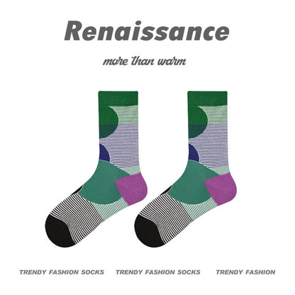 Renaissance Embossed Mid Calf Cotton Socks