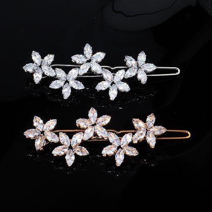 Elegant Rhinestone Hair Clips with Metal Side Pins