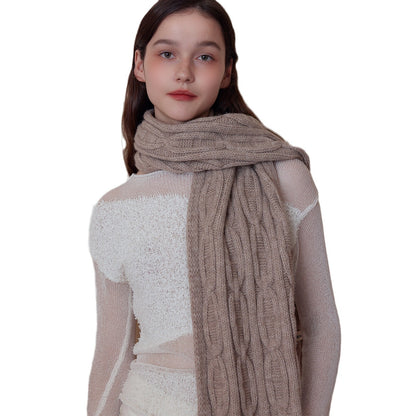 Classic Cable Knit Solid Color Unisex Scarf Soft Warm Neck Gaiter