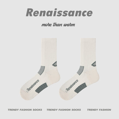Running Socks Colorblock Coolmax Mid Calf
