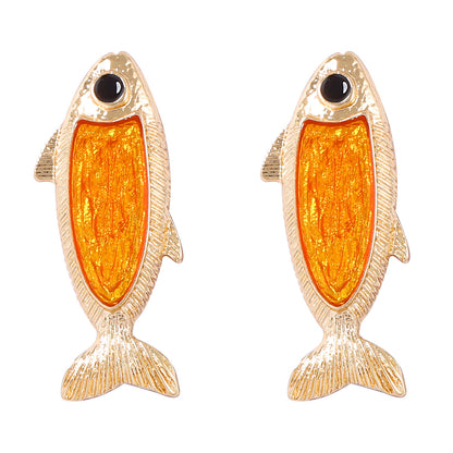 Stud Earrings Koi Fish Alloy Vintage Chic Everyday