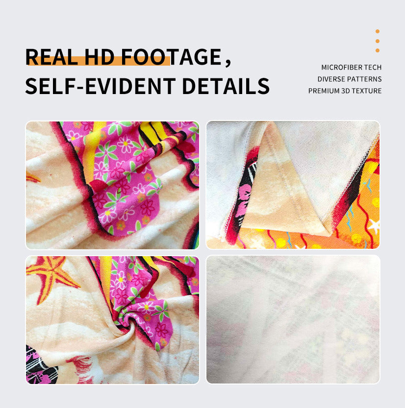 Printed Microfiber Beach Towel Absorbent Bath Towel