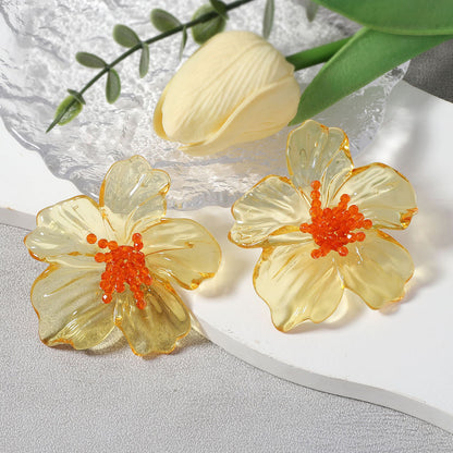 Acrylic Floral Stud Earrings Hypoallergenic Fashion