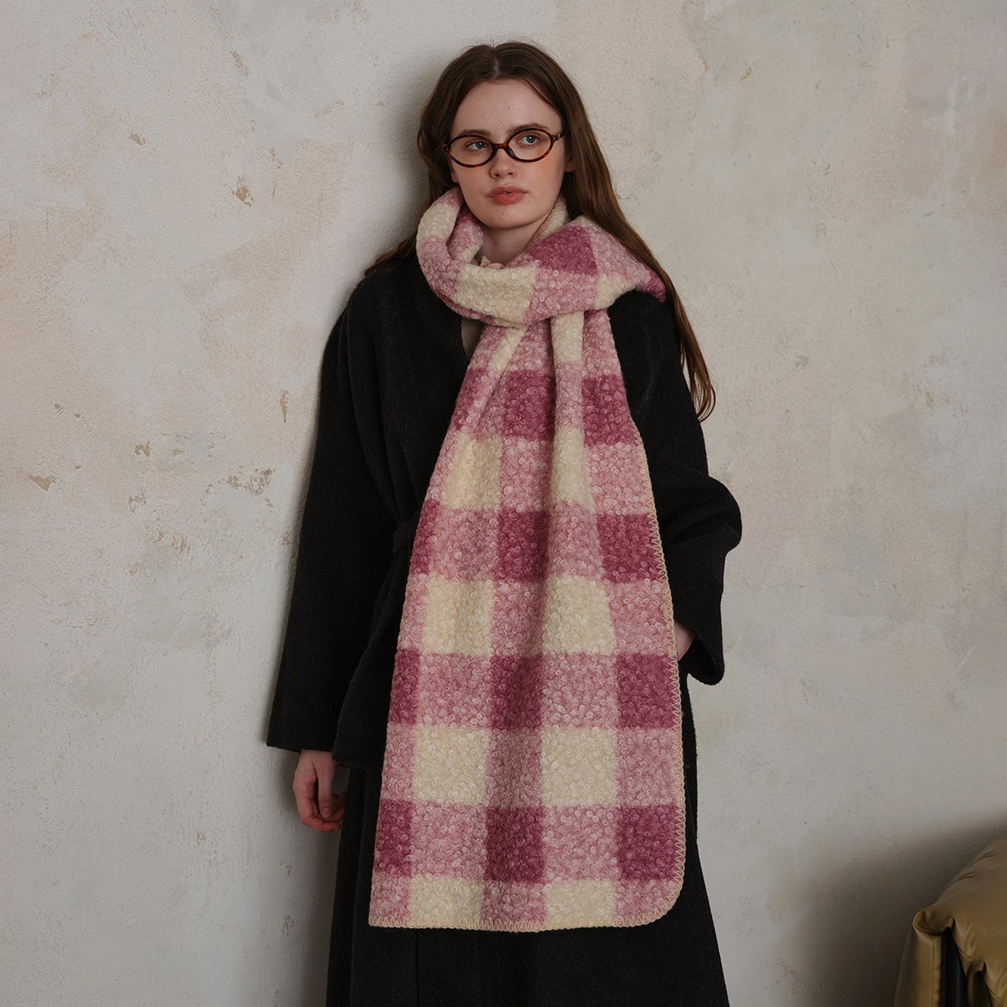 Lazy Scottish Checkered Wool Scarf for Women - Stylish Versatile Wrap