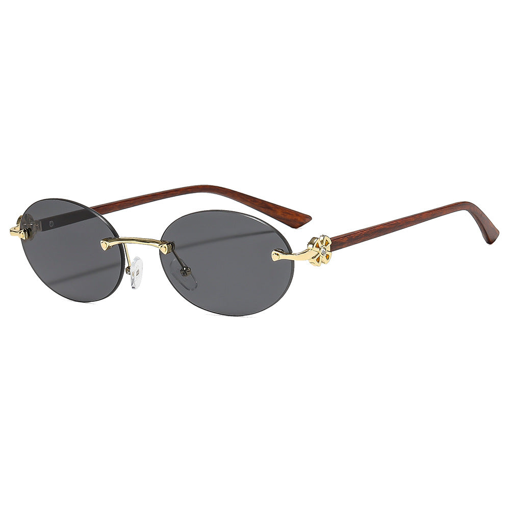 Oval Rimless Fashion Sunglasses UV400 Protection for Outdoor Activities