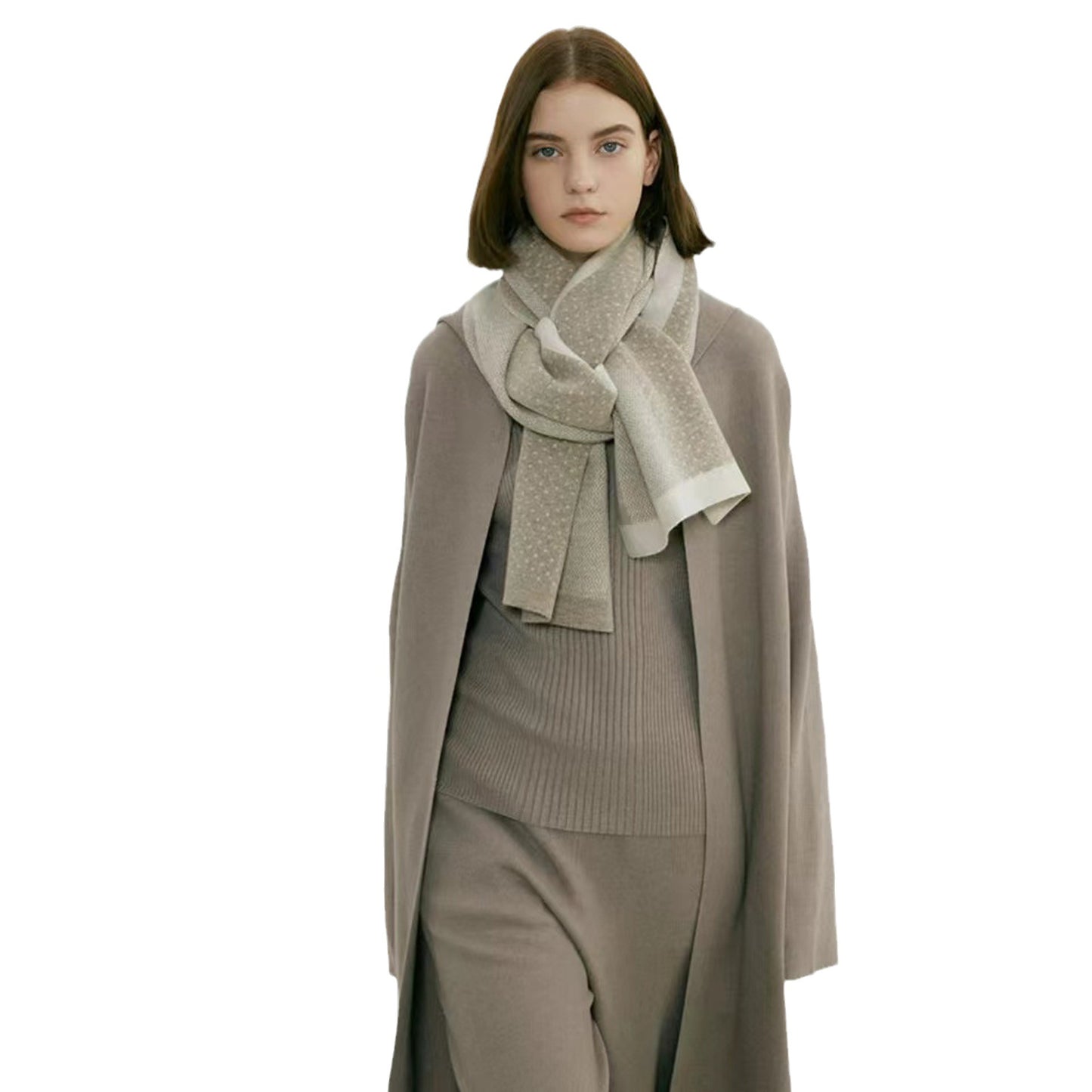 Polka Dot Two-Tone Knit Scarf Cozy All-Season Accessory