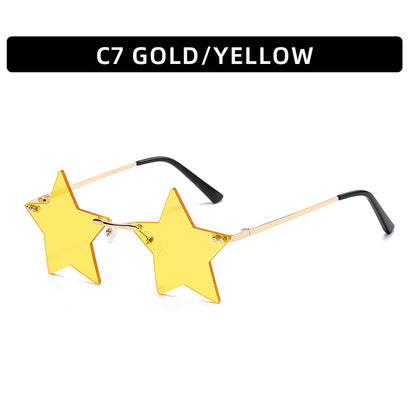 Trendy Star Shaped Sunglasses Pink Gradient UV400 Protection